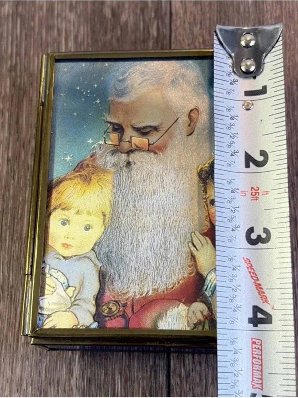 Via Vermont Trinket Jewelry Box Thomas Cathey Santa Boy & Girl Handcrafted 1993